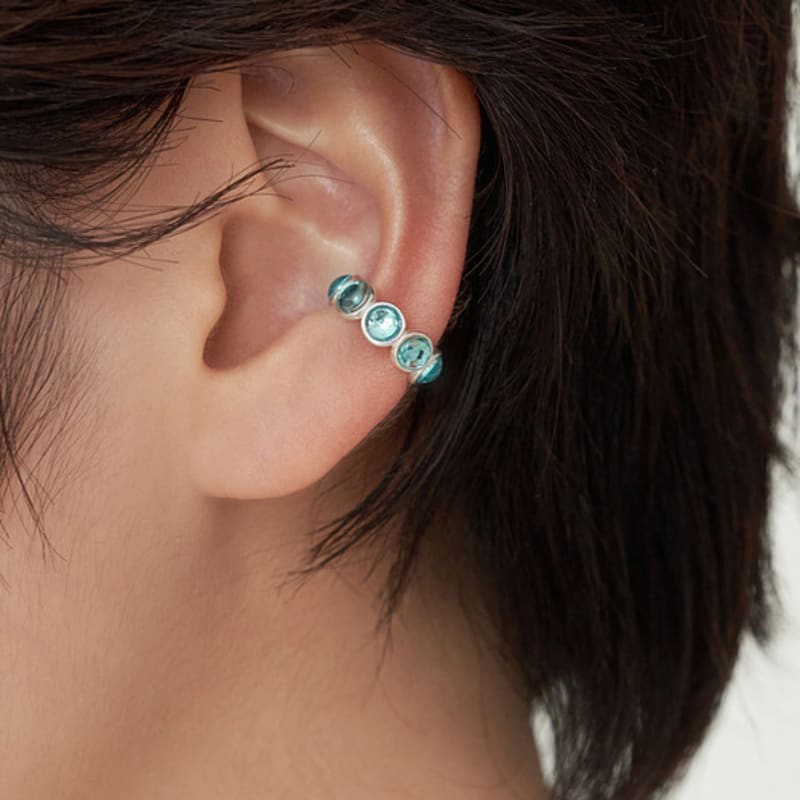 

geegee [silver925] resin ear cuff aqua