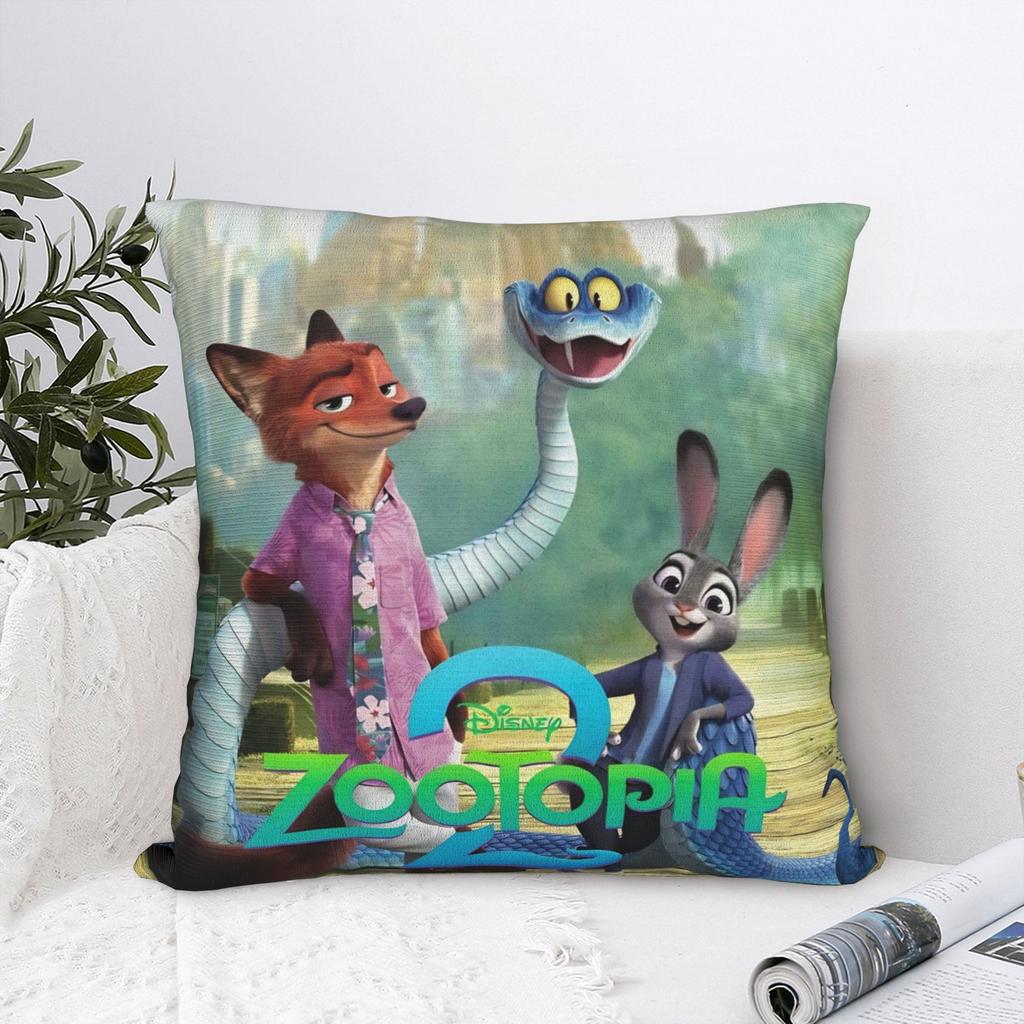 Zootopia 2 Animated Film Square Pillow Cases Buddy Cop Comedy Cushion Covers Creative Zipper Decor Pillowcase for Sofa 45*45cm