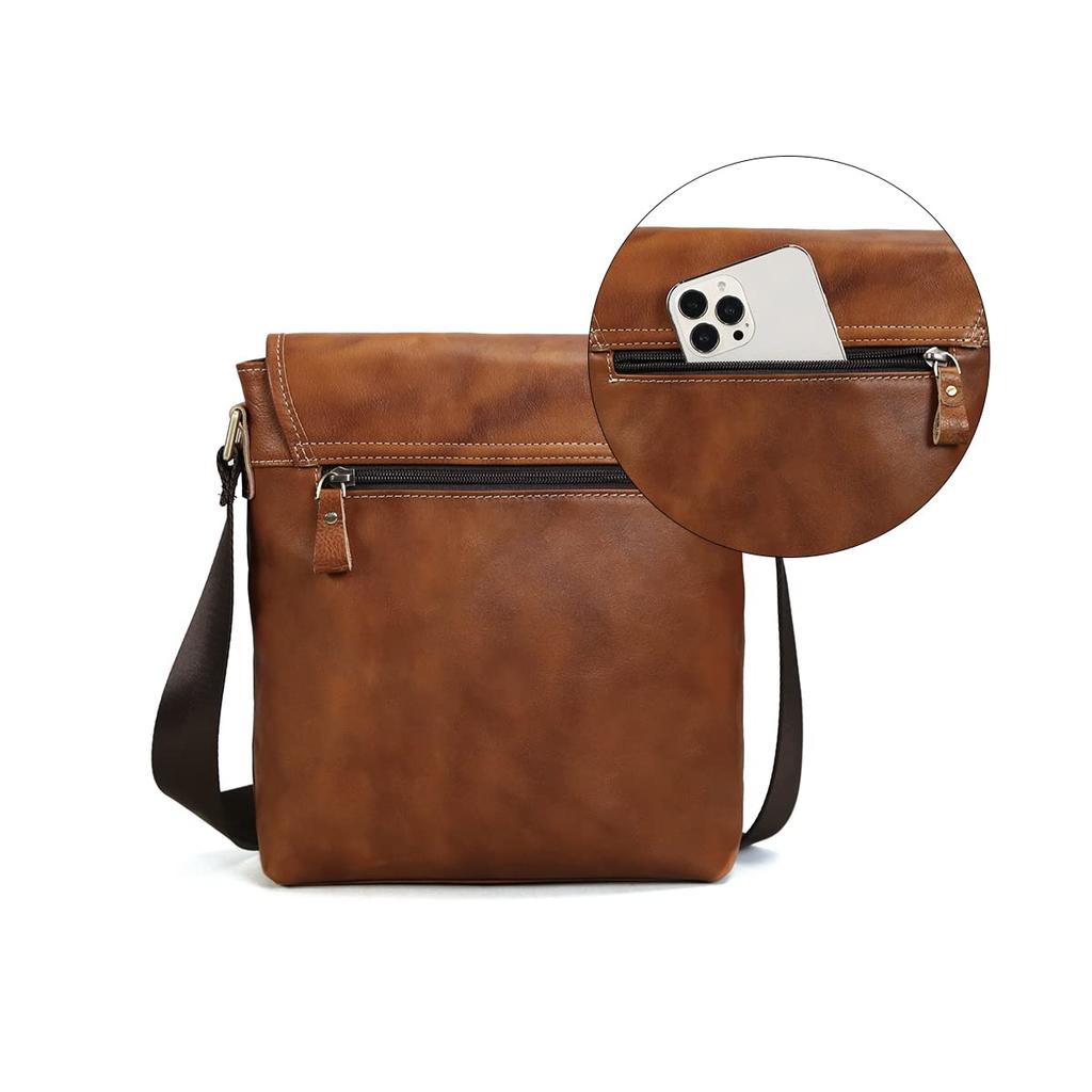 Morsut Genuine Leather Shoulder Bag for Popular Leather Shoulder Fits Perfect for Casual and Outdoor Activities Men, Bag, 11-inch iPad, Cycling,