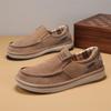 Men'S  New Breathable Canvas Slip-On Loafers Lightweight Soft Sole Casual Student Dad Shoes Low Top Flat Walking Sneakers