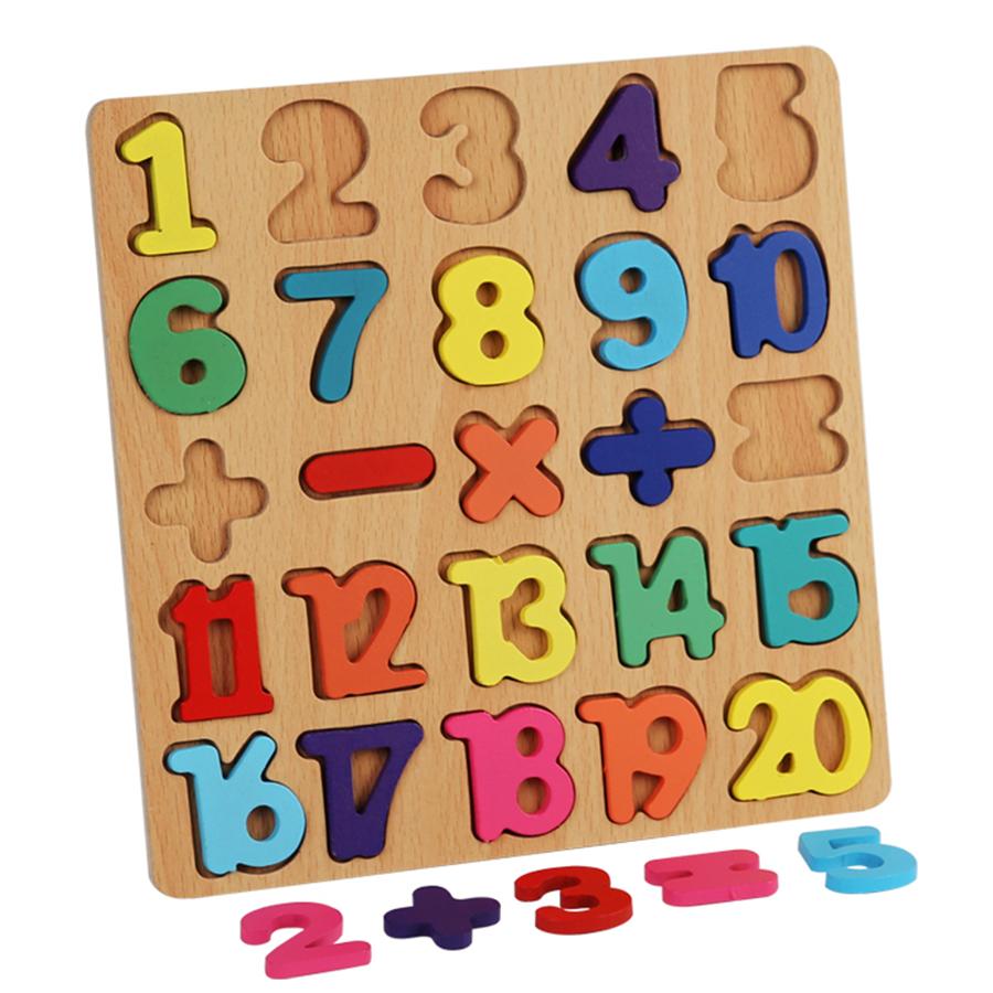 Colorful Alphabet Number Shape Matching Wooden Early Educational Toys Board 3D Puzzle Kids Montessori Preschool Children Gift
