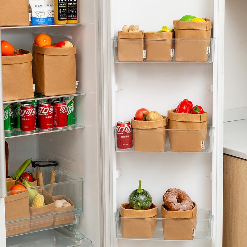 Eco-Friendly Washable Thickened Kraft Paper Bags-Multi-Purpose Storage Organizers for Desktop, Kitchen Countertop & Organization