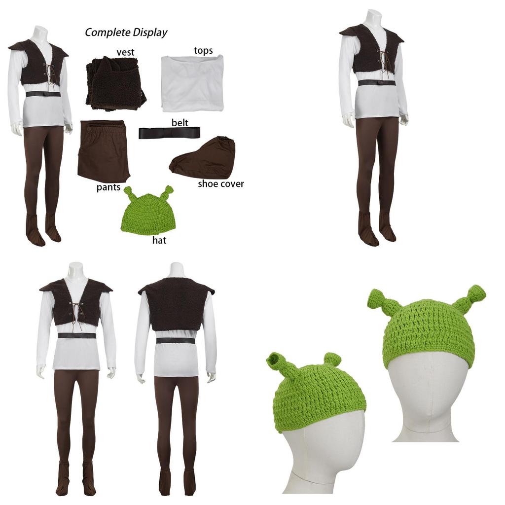 Shrek Themed Cosplay Suit With Retro Style Polyester For Halloween Role Play