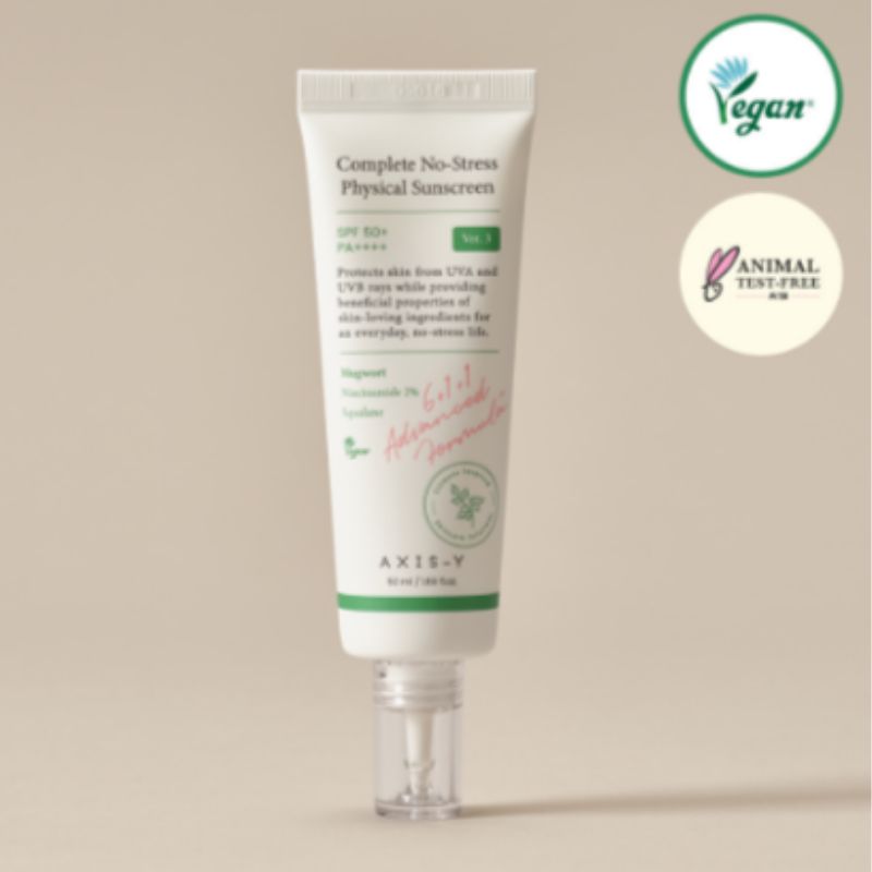 AXIS-Y Complete No-Stress Physical Sunscreen Ver.3 SPF50+ PA++++ 50ml – Mineral UV Protection for Sensitive Skin