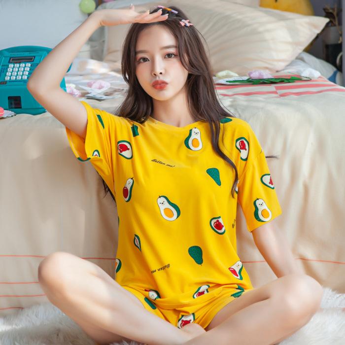 Pajamas Women'S Summer Short-Sleeved Shorts Loose And Cute Cartoon Casual Can Be Worn Outside Pajamas Women'S Loungewear Set