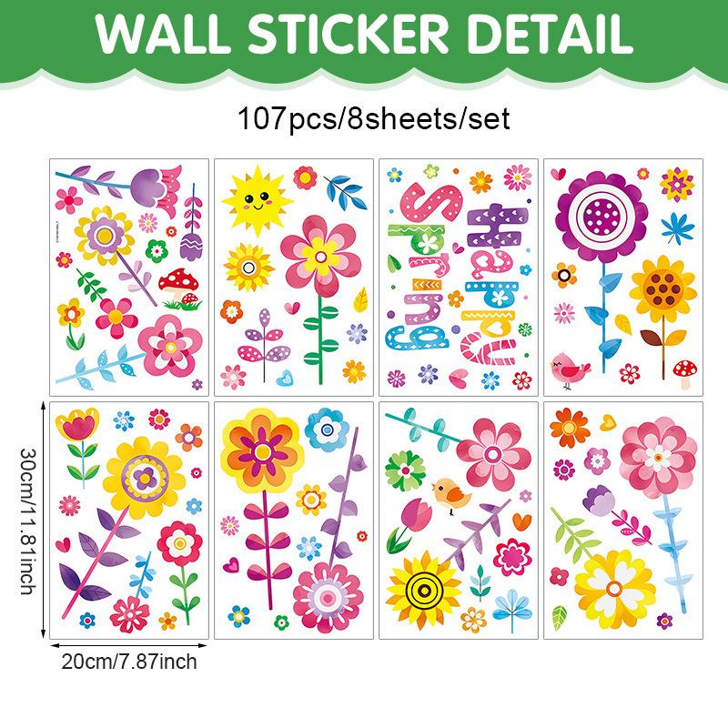 Spring Floral Window Clings Glass Decals Static Flower Stickers for Home Window Door Garden Decor
