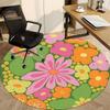 1pc Floral Pattern Office Round Area Rug, Indoor Mat Suitable For Office, Under Office Chairs Bedroom Living Room Home Decor, Room Deco