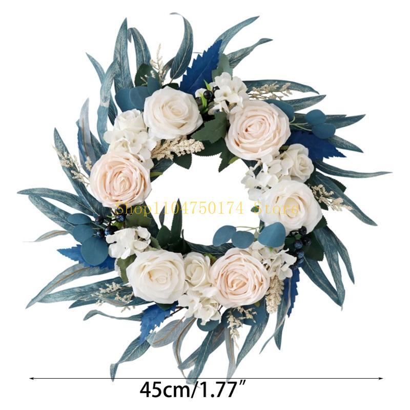 Spring Season Blue Rose Wreath Wedding Birthday Party Decoration Top Sale