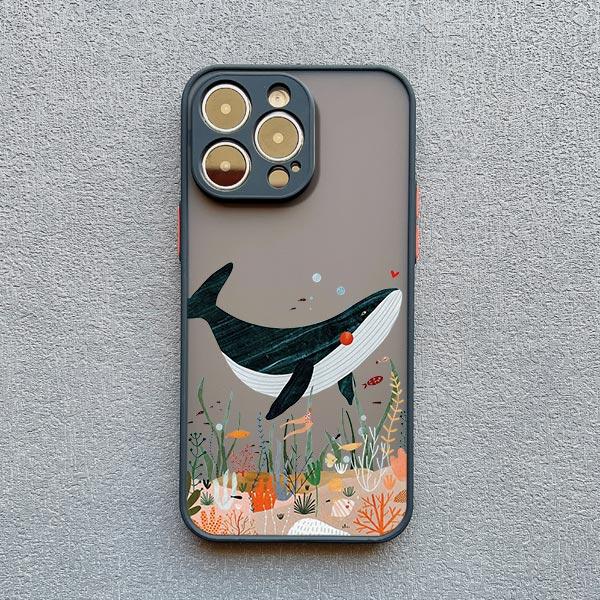 Whale Shockproof Funny Phone Case for iPhone 13 12 11 Pro Max Mini 16 15 14 Pro Max Plus X XR XS 7 8 Plus SE2 Back Cover Fundas