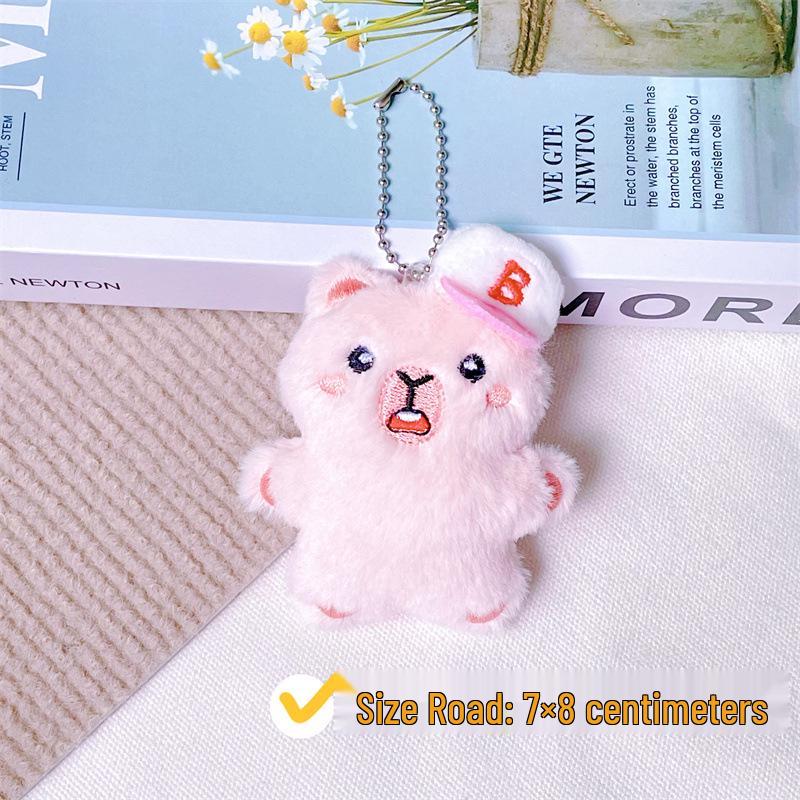 Capybara Plush Keychain with Baseball Cap - Cute Bag Decoration Doll Accessory