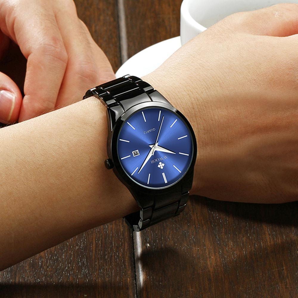 Top Brand Luxury Fashion Men's Watches Full Black Steel Belt Watches For Men Quartz Wristwatch Waterproof Clock