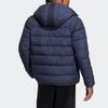 Adidas Jaqueta Puffer de Penas com Capuz e Zíper Estampa de Logo Cor Sólida Neo Jaquetas Unissex Azul HY9636