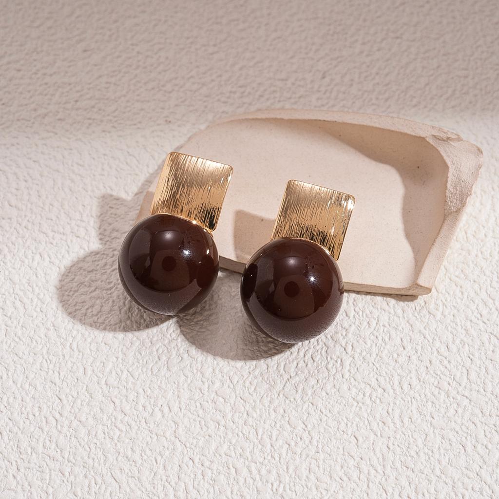 Autumn and winter flocking leopard print geometric round square stud earrings retro Maillard simple niche earrings