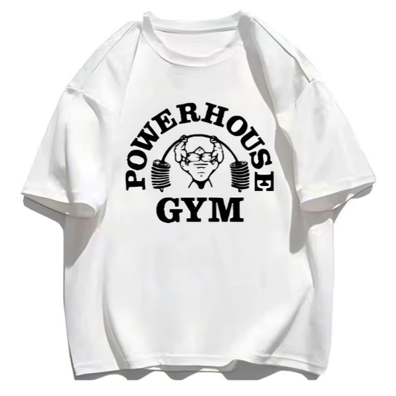 Workout T Shirt Powerhouse Gym Graphic Top Streetwear Fitness Outfit Gift for Gym Lovers Fashion Muscle Training Tee S