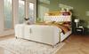 Banc de lit avec rangement, 145 x 38 cm, Banc rembourré avec rangement hydraulique, Coffre de rangement, Chambre à coucher, Salon et Couloir, Aspect velours côtelé beige.