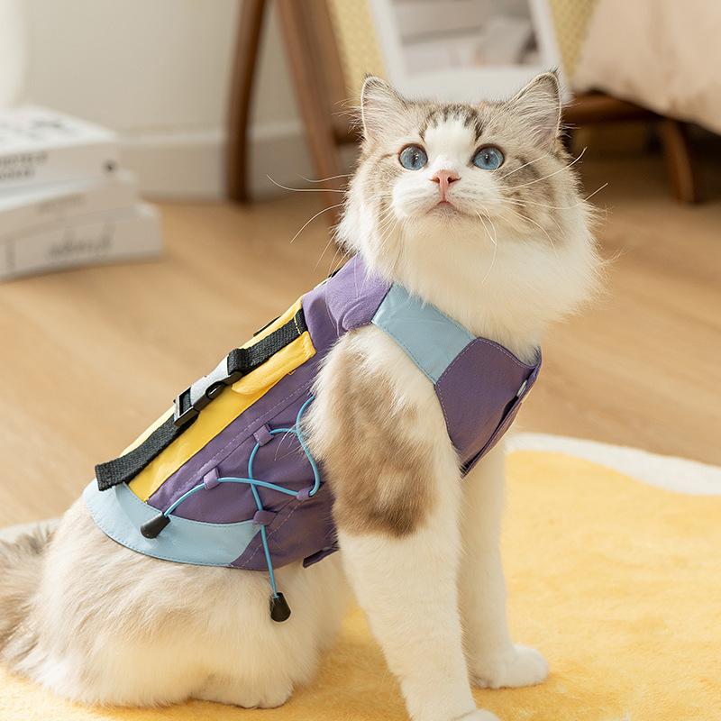 Cat Autumn and Winter Jacket Out Backpack Strap Vest Medium and Small Dog Tide Cool Wind Dog Pet Clothes