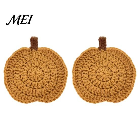 Durable Polyester Coasters Handmade Crochet Pumpkin Coasters, Soft Coffee Mats, Table Mats Autumn Themed Farmhouse Dining Accessories for Kitchen