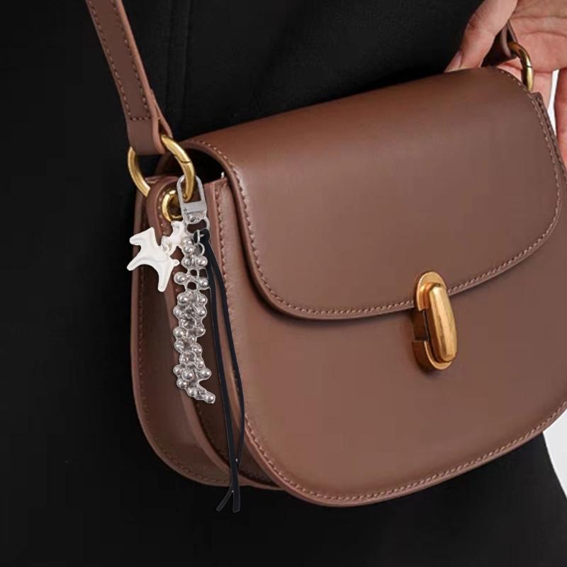 Leather Horse Bag Charm Pendant Car Keyrings Braided Rope Keychain Charm for Backpack Purses Handbags Decorations Gift