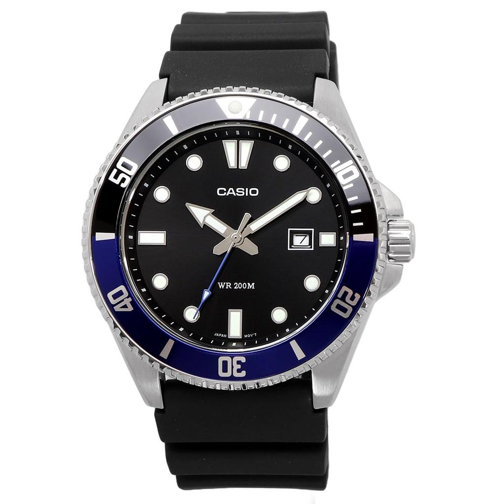 Casio Standard Analog Sports 20 ATM Water Resistant Watch Black X Blue Bezel Urethane Band Original Box Included Overseas Model [Casio] MDV-107-1A2V