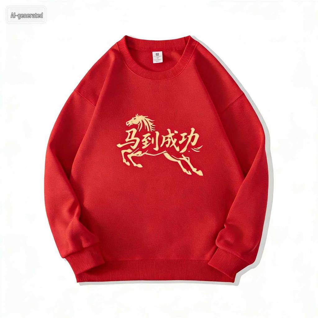 2026 Year of the Horse Red Hoodie - Festive Unisex Sweatshirt