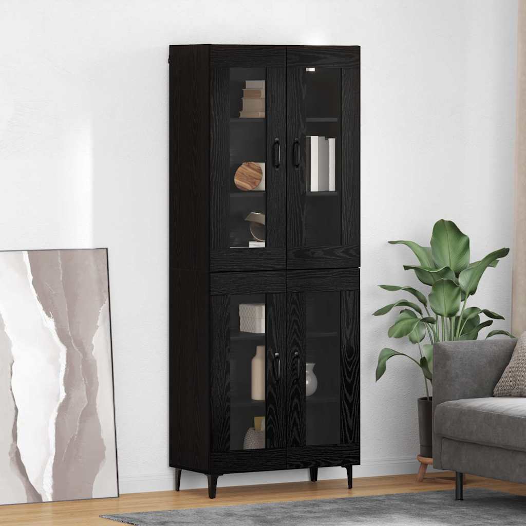 Highboard in Black Oak Look 69.5 x 34 x 180 cm Particleboard