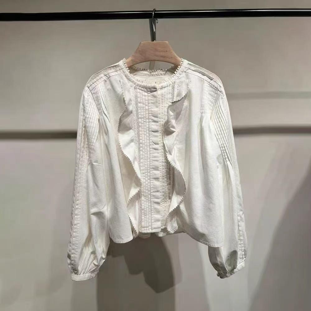 French Niche Spring/Summer 2026 Sweet Ruffle Lantern Sleeve Shirt & Shorts Set for Women S верхний