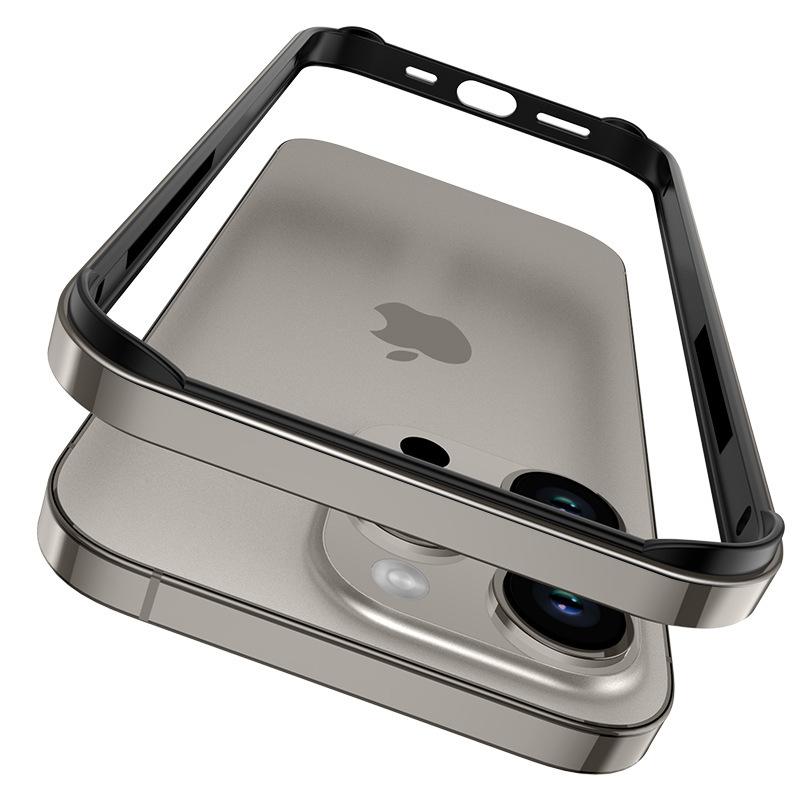 Applicable to iPhone16PRO mobile phone case aluminum alloy frame without backplane four corners anti-drop Apple 15 light and thin sheath X