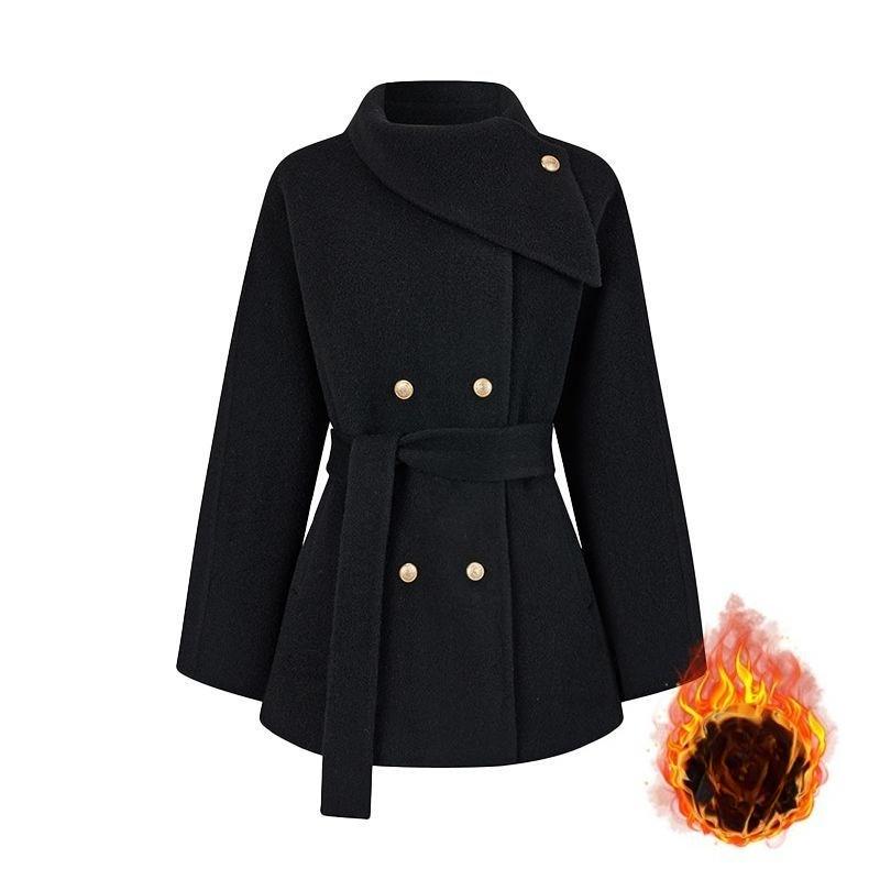 Fashionable Cinched-waist Overcoat, Elegant Woolen Coat for Women Winter