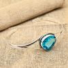 Blue Topaz Gemstone Handmade 925 Solid Sterling Silver Bangle For Wedding Gift