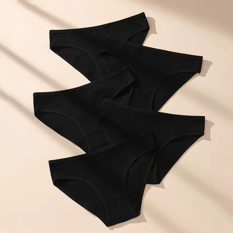 

5 шт. женские трусики в полоску, женские трусы, заниженная посадка, дышащий хлопок, женское мягкое нижнее белье, большие размеры, однотонные женские трусы XL&5pcs чёрный