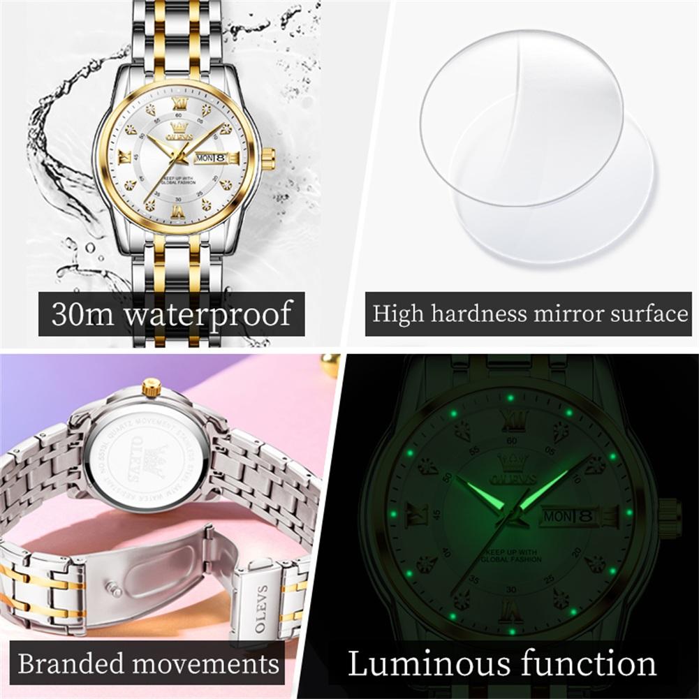 OLEVS 5513  Fashion Classics Waterproof  Luminous Watch Stainless Steel Quartz Watches Luxury Watch  Ladies Women