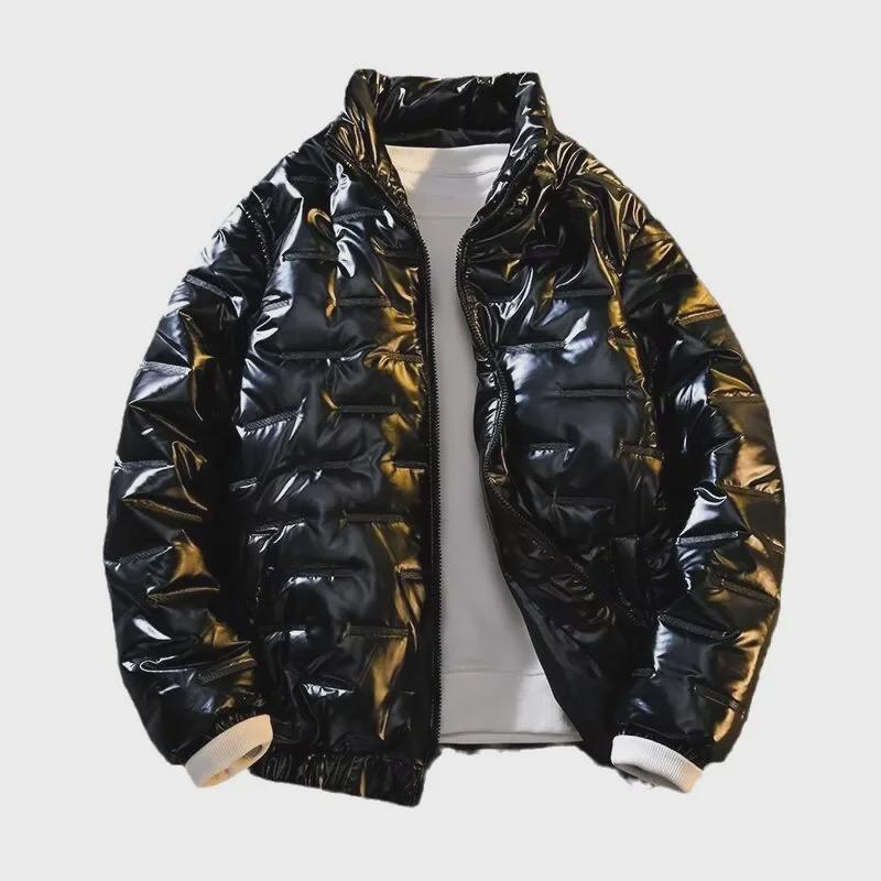 2025 Herren Trendy Glänzende Baumwolle Stehkragenjacke - Leichter, Warmer Wintermantel