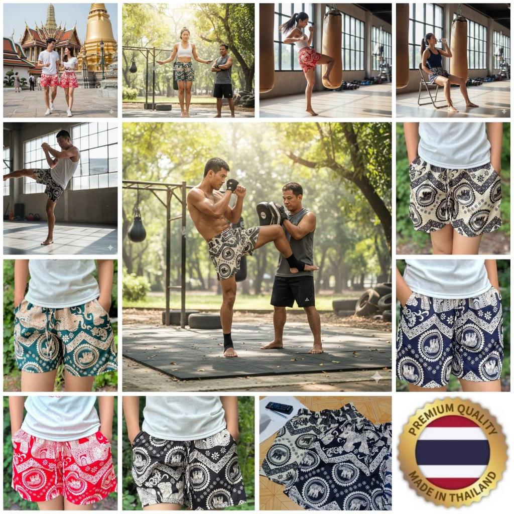 Muay Thai Boxing Elephant Pants Kickboxing Shorts Training Print Elastic Waistband Quick Dry Martial Art Unisex Men Women Fitness Workout Streetwear