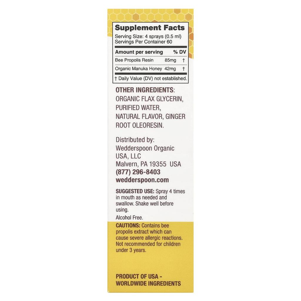 Manuka Honey & Propolis Throat Spray, Lemon Ginger, Mgo 400+, 30Ml (1Fl Oz)