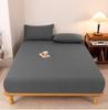 High-Quality Washed Cotton Solid Color Fitted Sheet with Pillowcase, Bedspread, and Dustproof Bed Cover