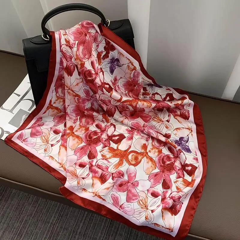 Retro 70*70 Square Scarf Colorful Silk Scarf Women Neck Scarf All-match Shawl Fashion Trendy Headscarf Women's Accessories Gifts