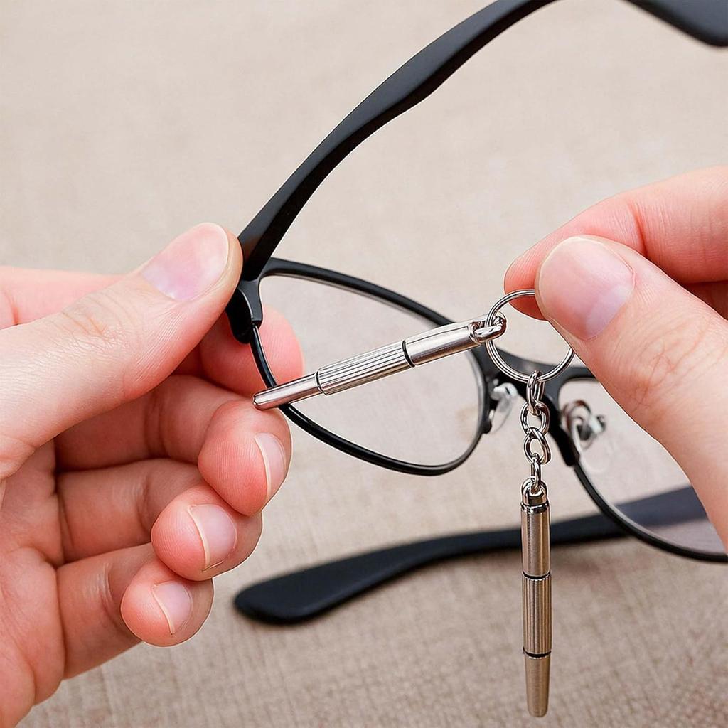 Mini Eyeglass Screwdriver, 3-in-1 Multifunctional Glasses Repair Kit Lens Fixer, Frame, Watch, and Eyewear Maintenance