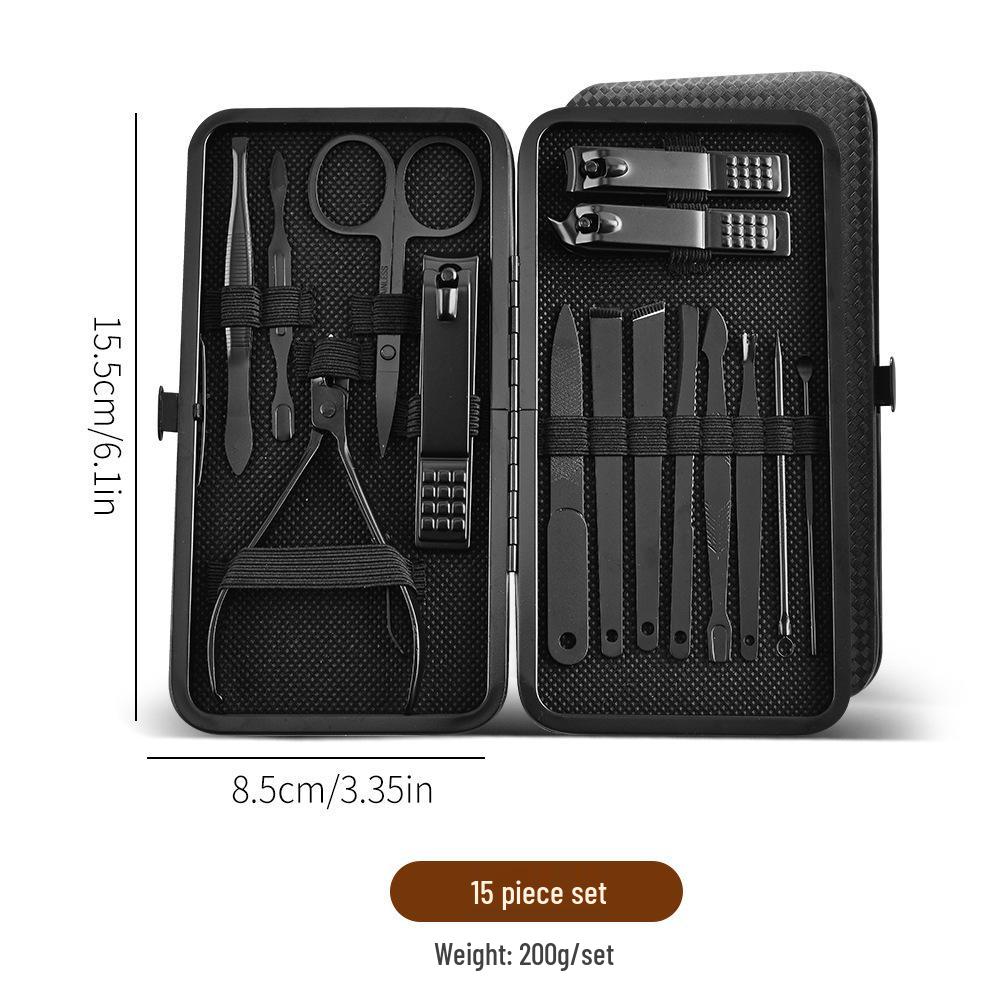 Nail Clipper & Pedicure Set: Angled Clippers, Ear Pick, Earwax Removal Tool with Case.