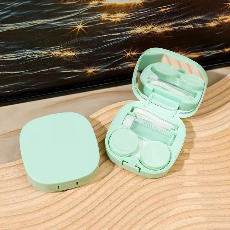 Portable Macaron Contact Lens Case with Mirror – Compact and Stylish for Female Students