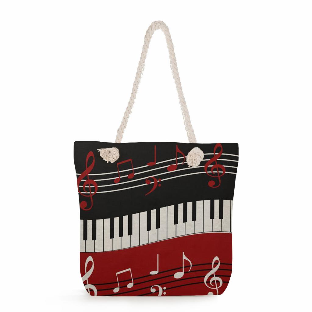 Multifunctional note Printed Thick Rope Shoulder Beach Bag Casual large capacity handbag 7611