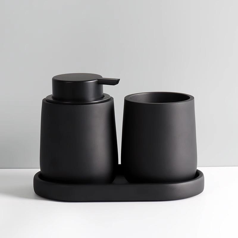Ceramic Matte Black Big Easy Foaming Pump Soap Dispenser Modern Bathroom Accessory Set чёрный