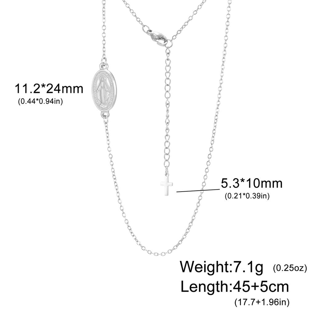 EUEAVAN Virgin Mary Cross Pendant Necklace for Women Holy Mother Maria Necklaces Stainless Steel Christian Amulet Jewelry Gift