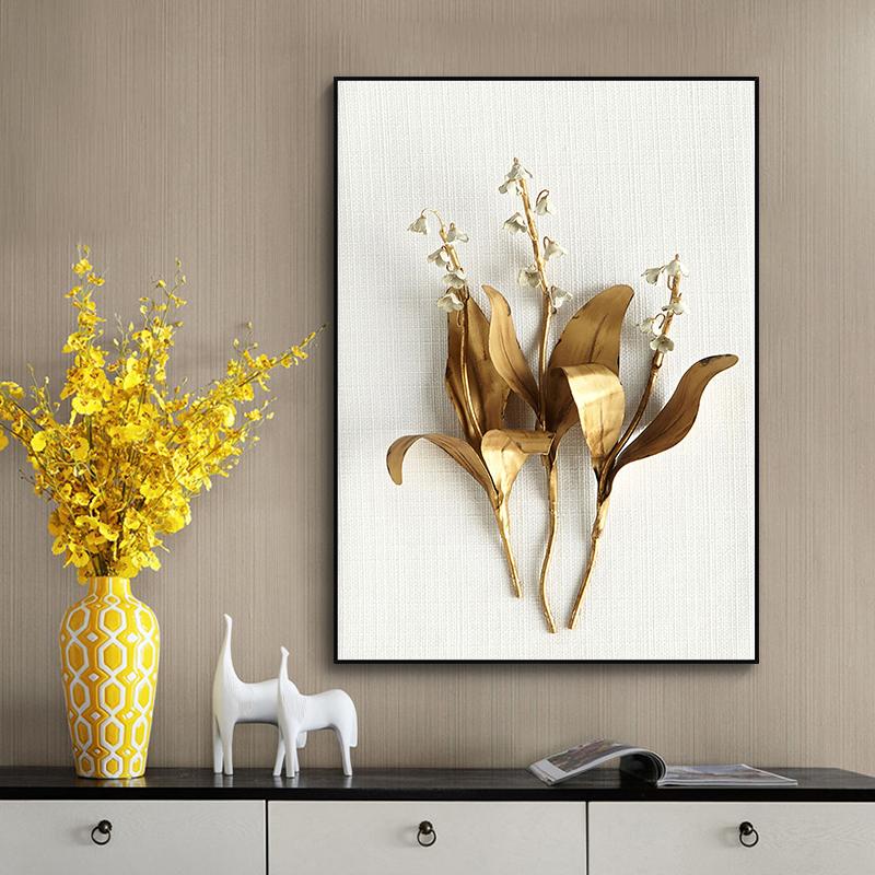 Nordycki złoty abstrakcyjny liść kwiatowa ściana płótno artystyczne nowoczesny obraz plakat obraz ścienny do salonu Home Decor