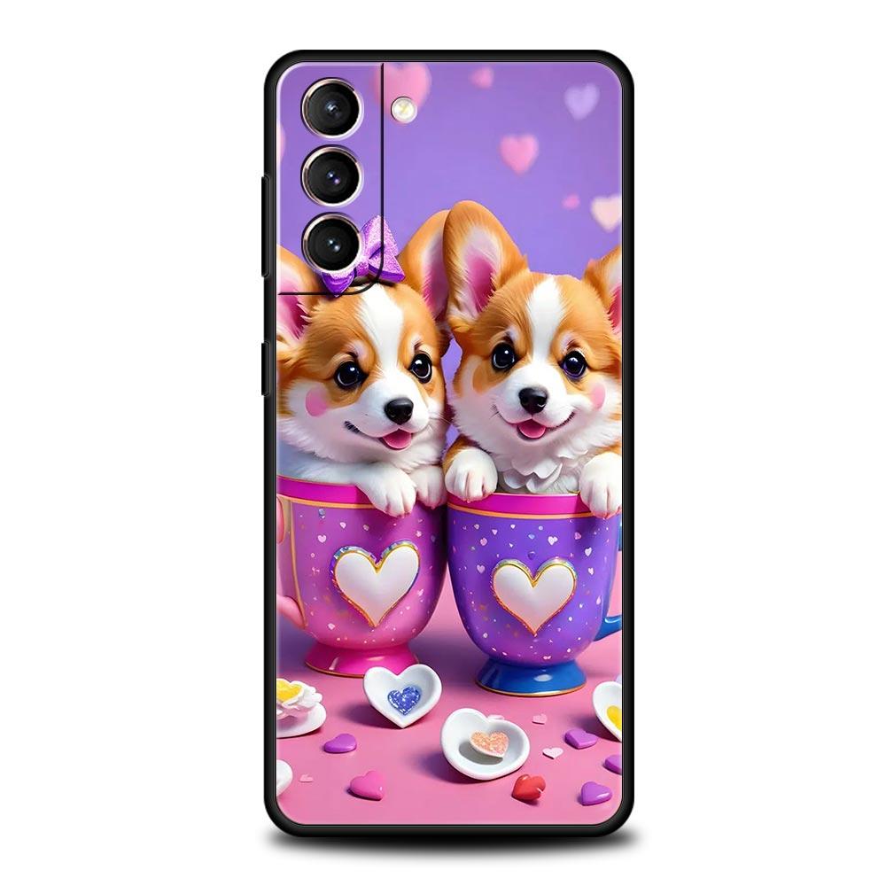 

Cute Corgi Dog Phone Case Cover for Samsung Galaxy S26 S25 S24 S23 S22 S20 S21 FE Ultra S25 Edge Plus 5G Soft TPU Shell Fundas S21 Ultra