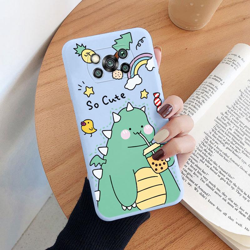 For Poco X3 Pro PocoX3 NFC Cover Cute Flower Phone Case For Xiaomi Poco X3 X 3 Fashion Dinosaur Silicone Bumper Soft TPU Coque