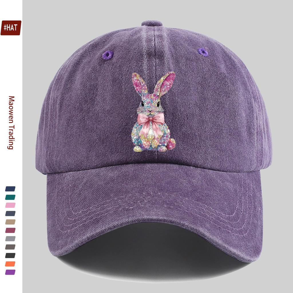 pc Shiny Easter Bunny Cartoon Pattern Printed Baseball Cap Casual and Prom Printed Design Sun Hat Comfortable and Lightweight