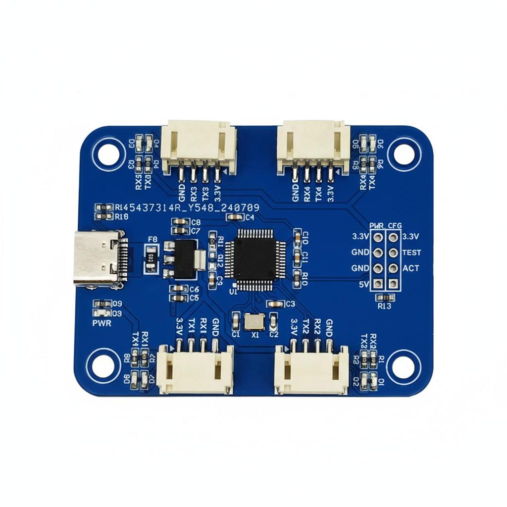 

CH344Q USB до чотириканального TTL послідовного модуля 4-канальний UART багатоканальний модуль послідовного розширення 10*10*2 білий