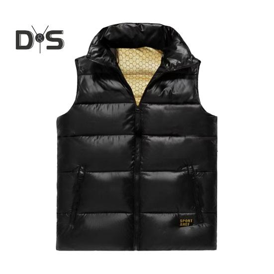 

Мужской терможилет, пальто с воротником-стойкой, без рукавов, застежка-молния, жилет с карманами, дизайн с золотым принтом в виде букв XL чёрный