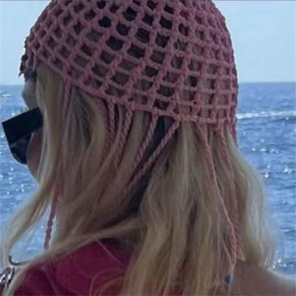 Y2k Knitted Hat Handmade Skullies Hat Breathable Beret Cap  for Women