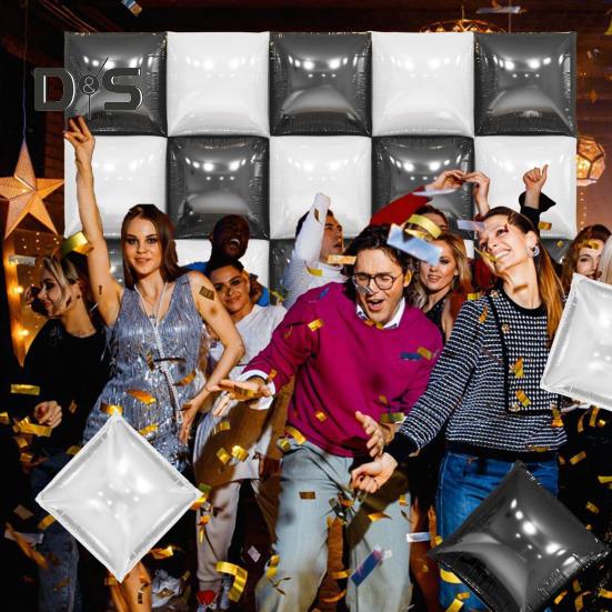 25Pcs Square Foil Metallic Balloons Double Sided Balloon Wall Tunnel Wedding Graduation Backdrop Arch Garland Kit for Birthday Party